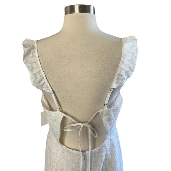 Bar III New With Tags White Flutter Sleeve Mini Dress Size Large - Picture 6 of 14